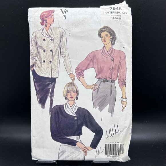 Very Easy Very Vogue 7948 “Petite Blouse” (14-16-18) Sewing Pattern Uncut FF - Picture 1 of 5